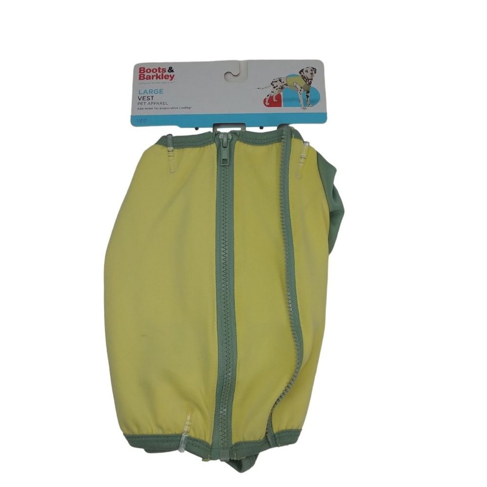 Boots And Barkley Pet Vest Cooling Dog Zipper Centerback Sz. L Yellow/Green
